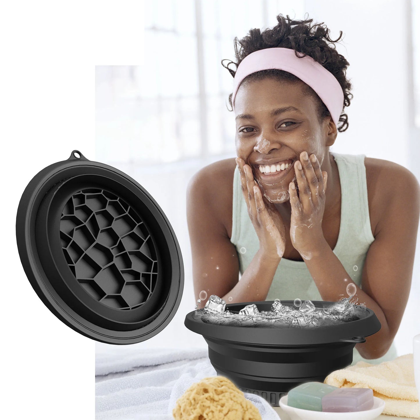 Foldable Ice Bath Bowl for Face – De-Puff & Glow Anywhere