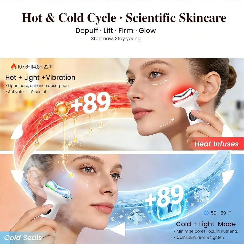 Hot & Cold Cryotherapy Gua Sha Massager – 7-Color Red Light Sculpting Tool