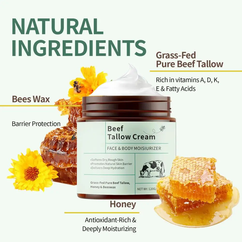 Beef Tallow & Honey Moisturizer Cream – Natural Deep Hydration